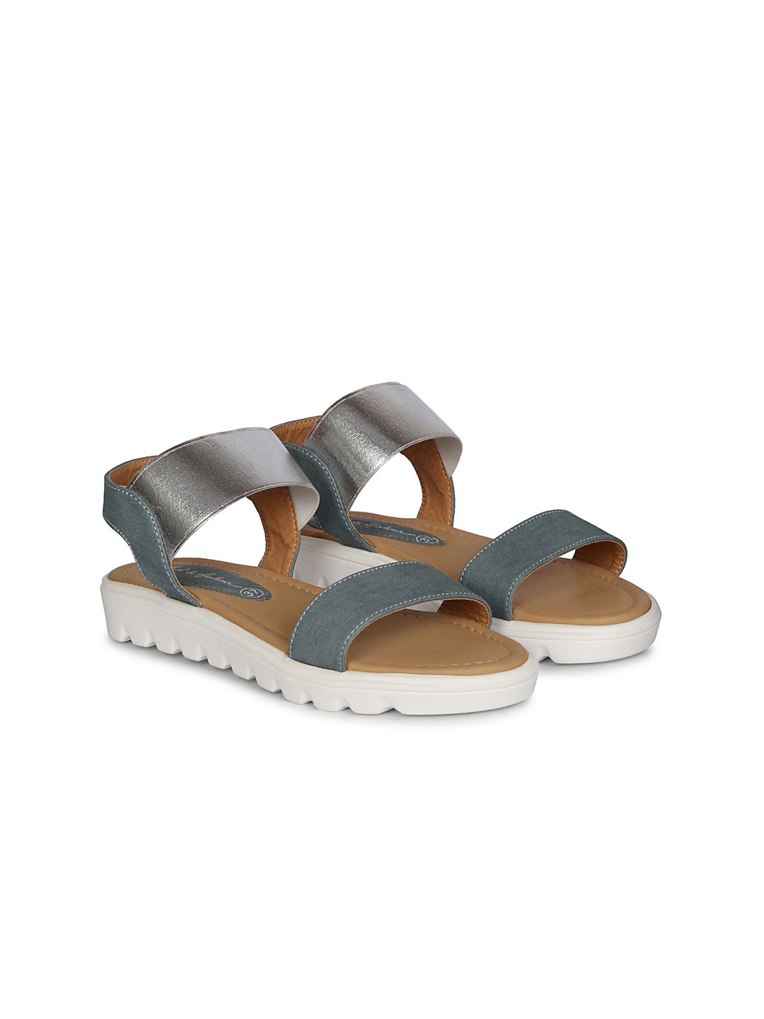 

Mast & Harbour Women Open Toe Flats, Silver