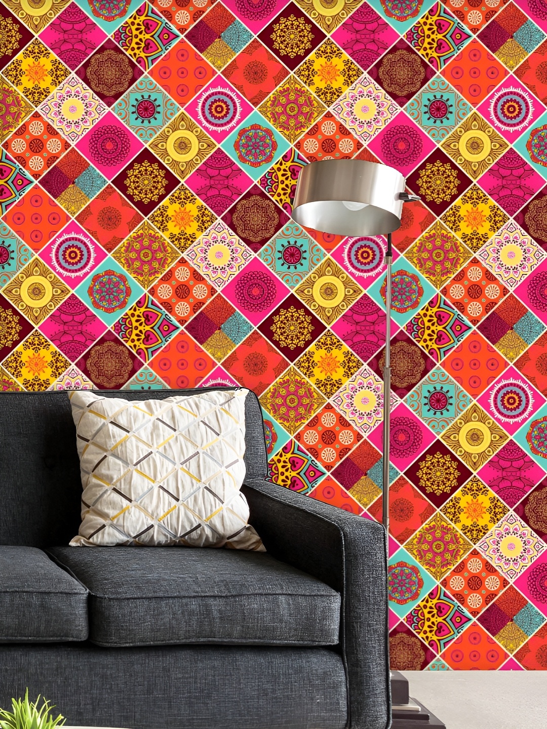 

ArtzFolio Pink & Yellow Peel & Stick Wallpaper