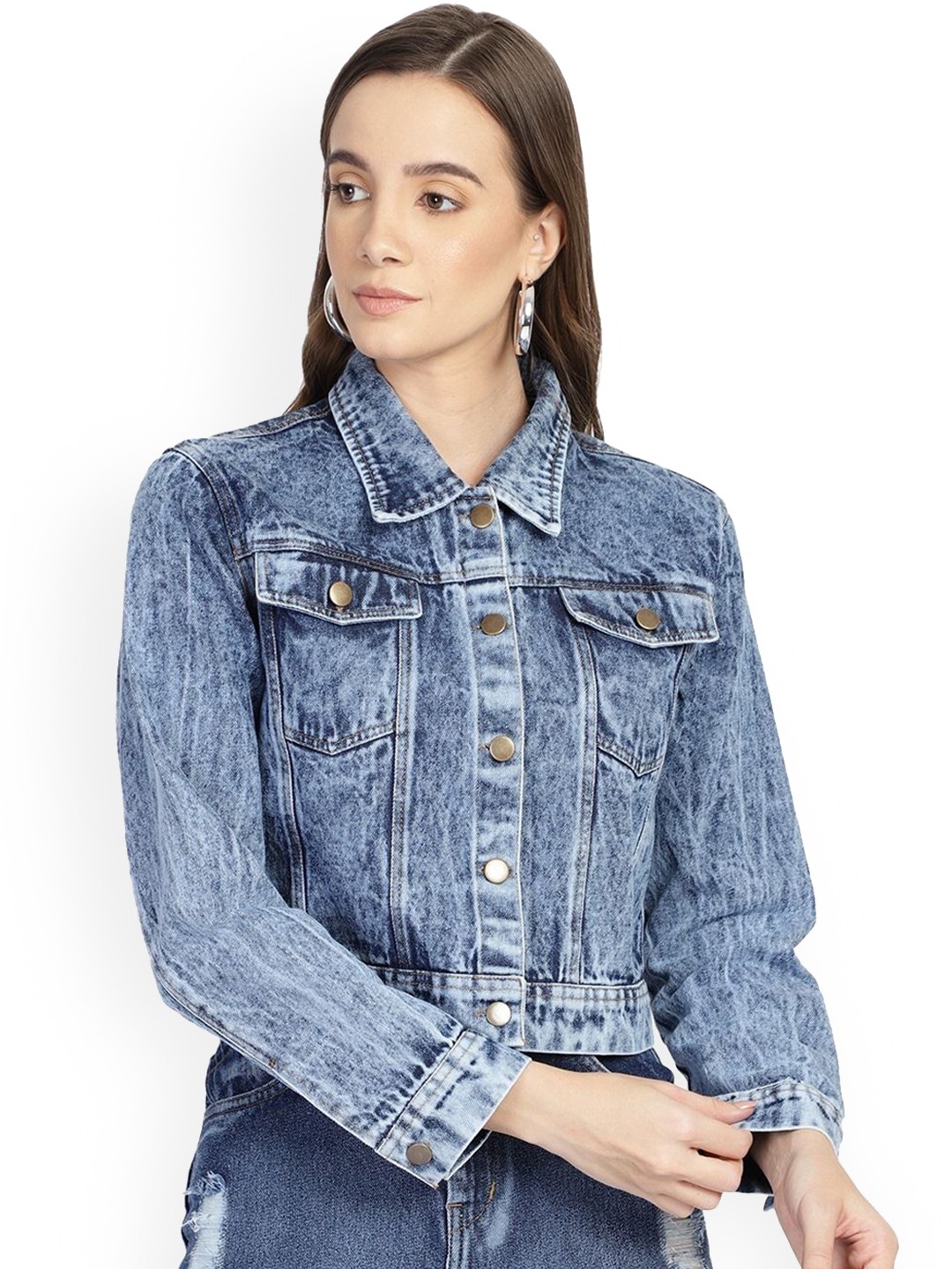 

PUELLA Women Washed Lightweight Outdoor Denim Jacket, Blue