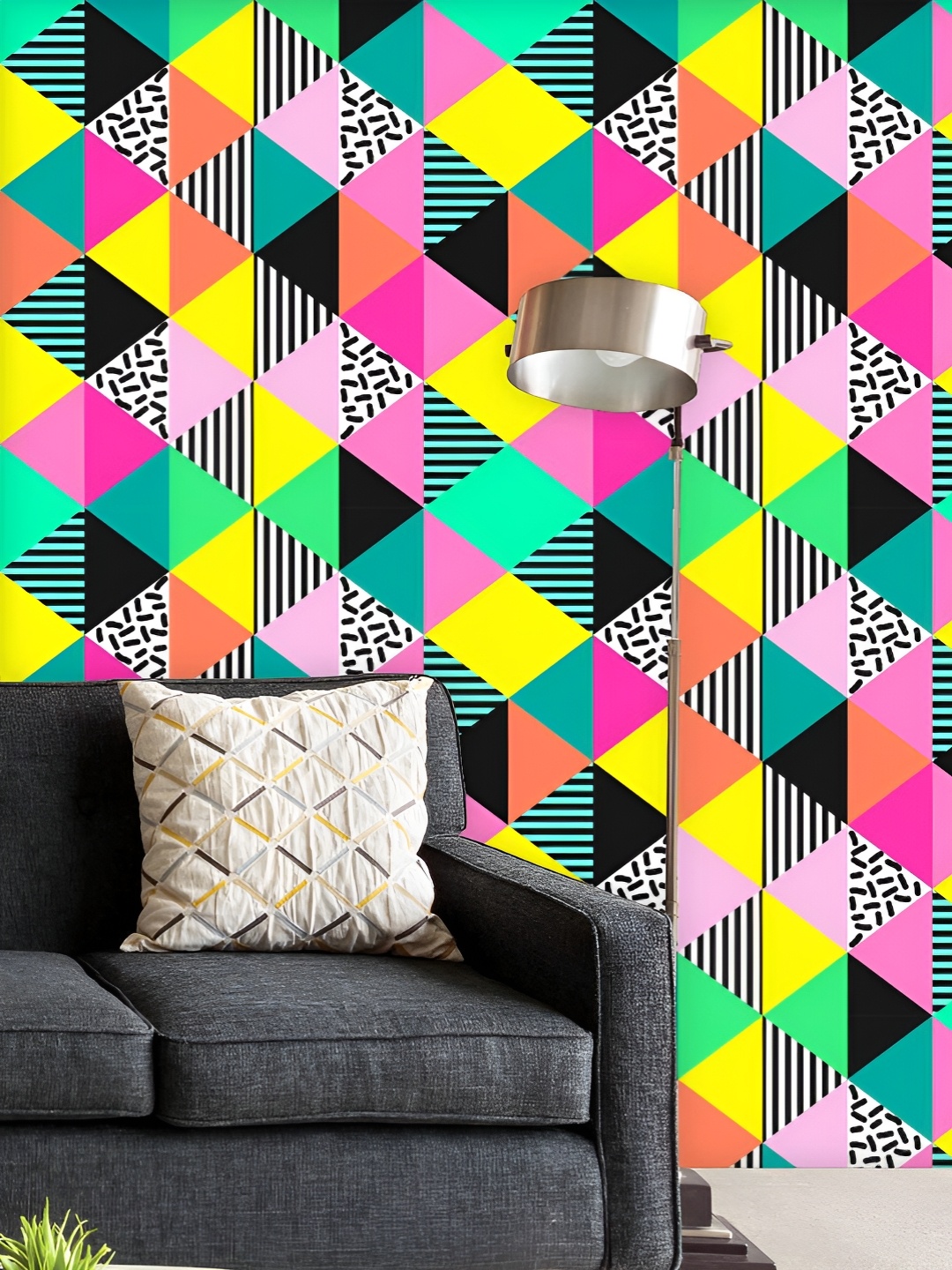 

ArtzFolio Printed UV-Resistant Anti-Bacterial Hipster Triangles Peel & Stick Wallpaper, Multi