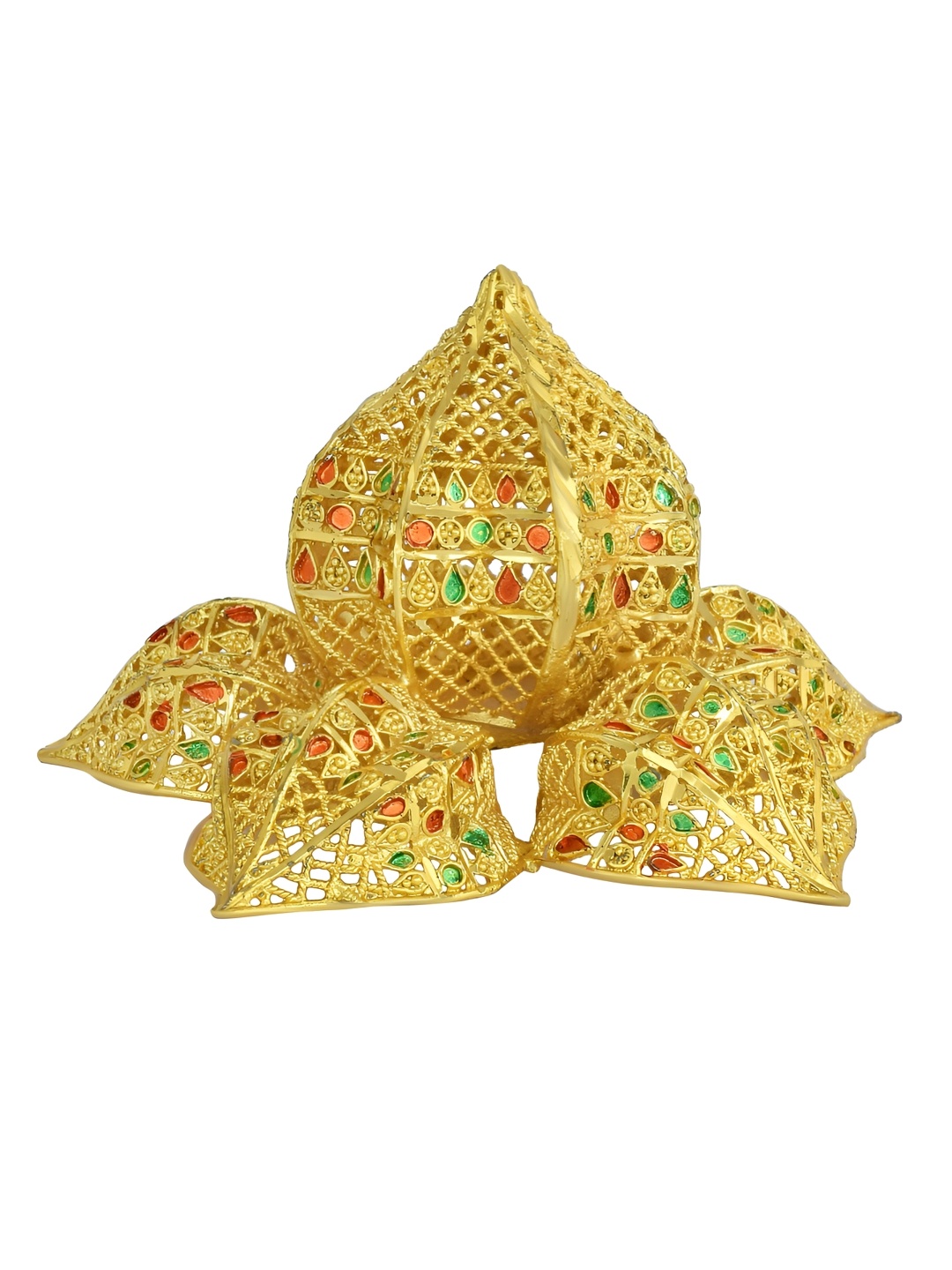 

MEMOIR Gold Plated Meenakari Nariyal Naivedya Hindu Puja Item Figurine Showpiece