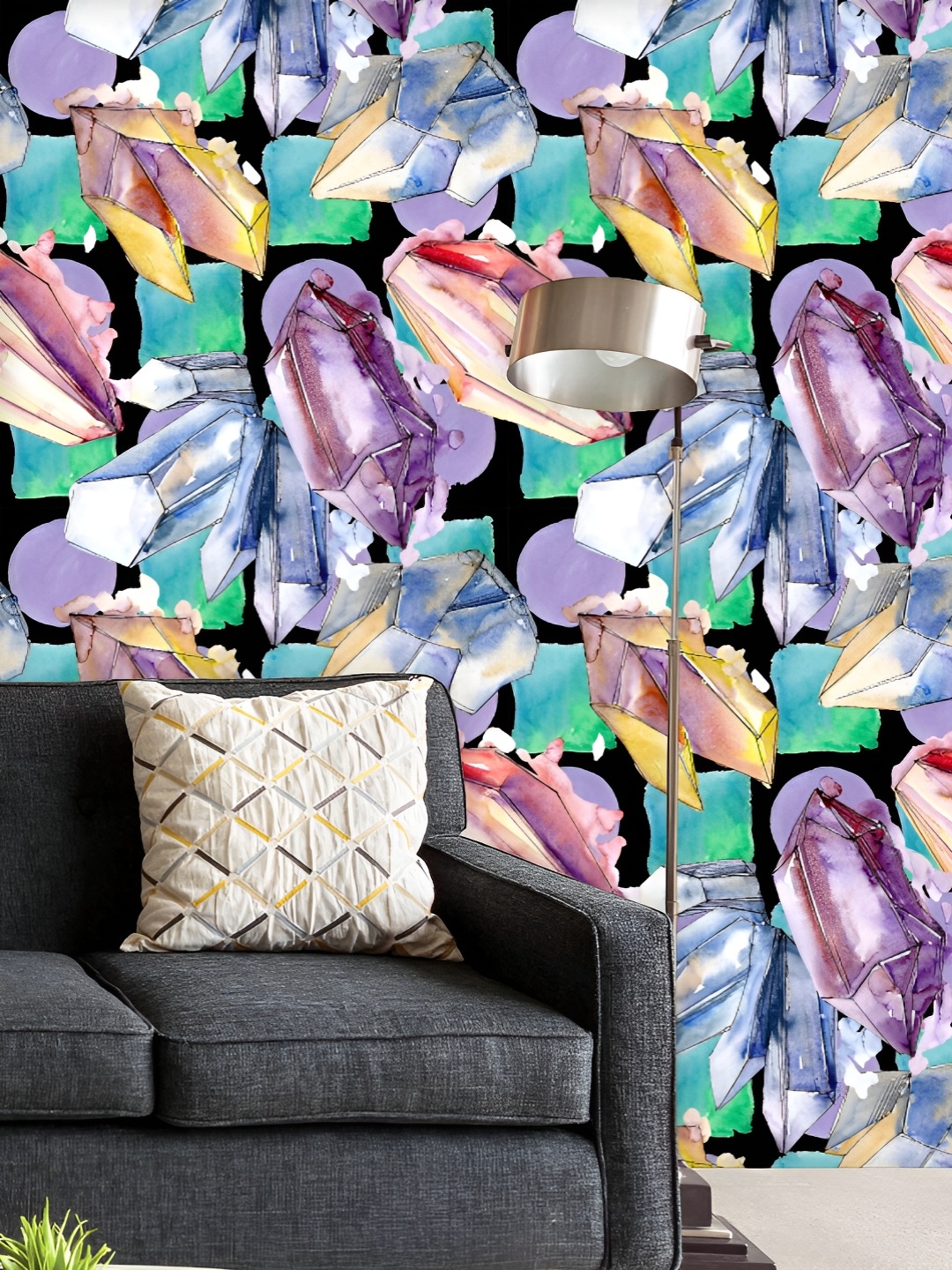 

ArtzFolio Printed UV-Resistant Anti-Bacterial Diamond Rock Pattern Peel & Stick Wallpaper, Multi