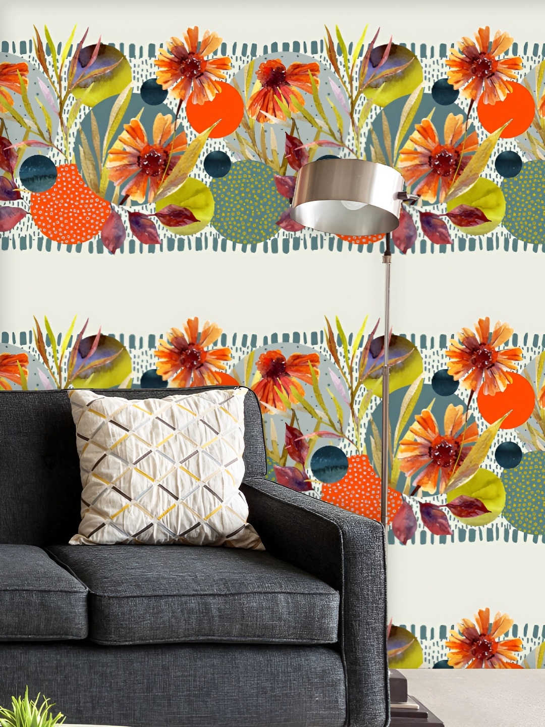 

ArtzFolio Printed UV-Resistant Anti-Bacterial Watercolor Floral Leaves Peel & Stick Wallpaper, Multi