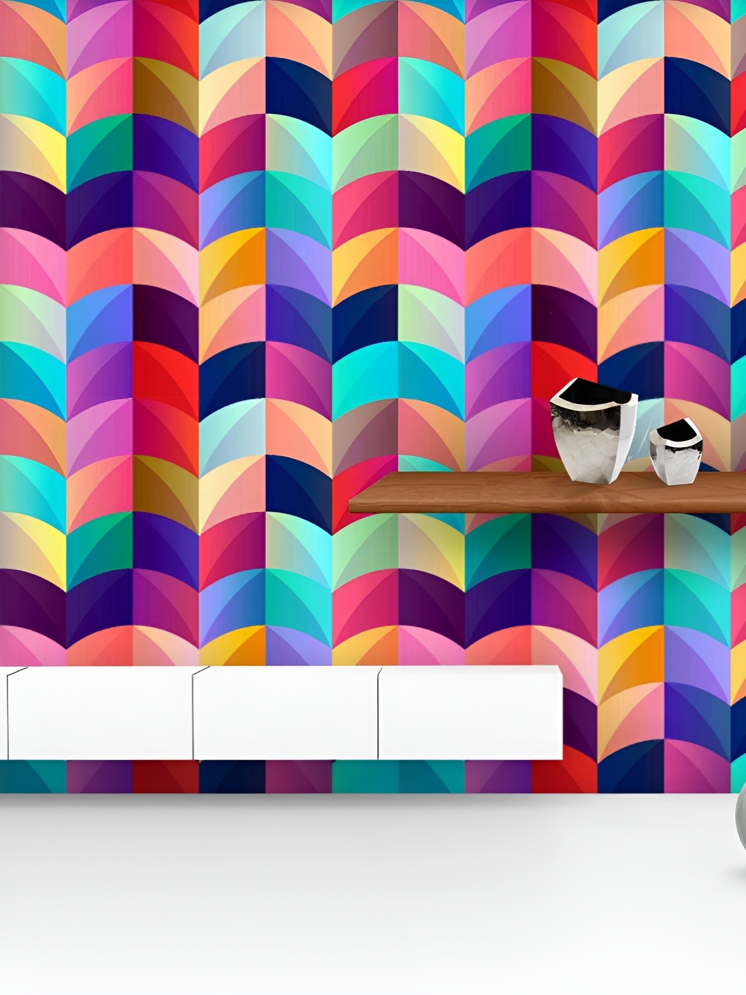 

ArtzFolio Printed UV-Resistant Anti-Bacterial Geometric Pattern Elements Peel & Stick Wallpaper, Multi