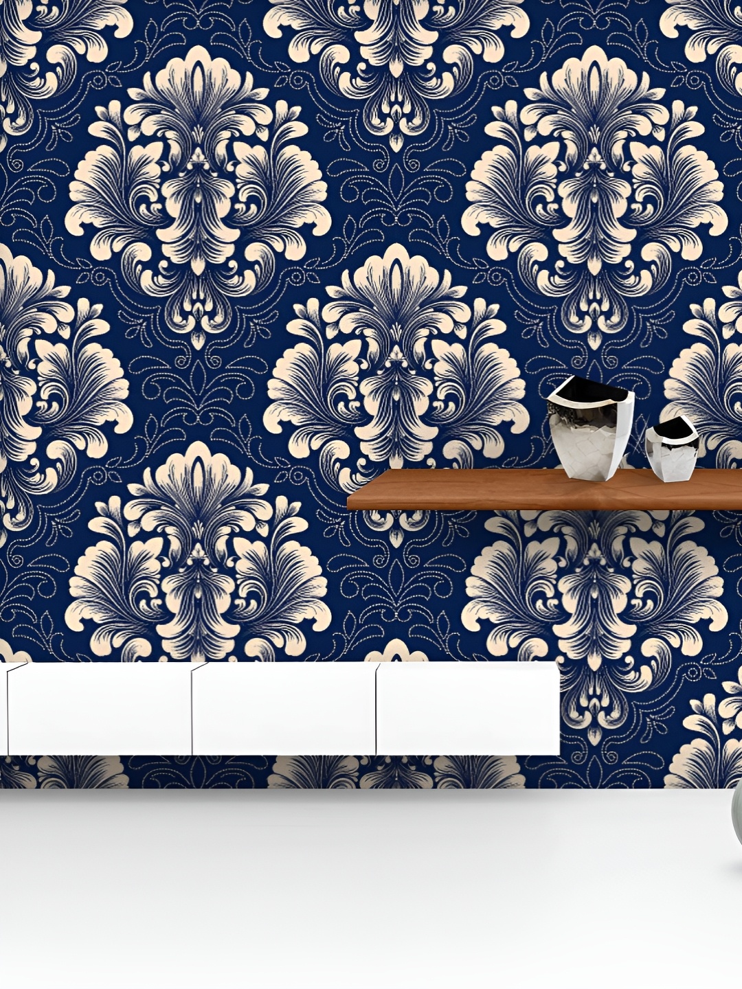 

ArtzFolio Printed UV-Resistant Anti-Bacterial Luxury Damask Pattern Peel & Stick Wallpaper, Multi