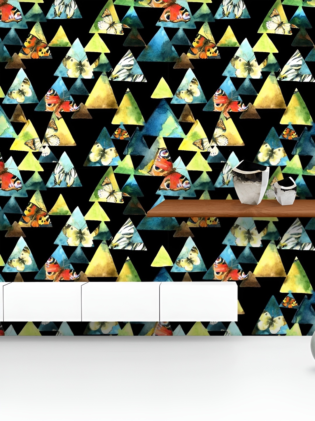 

ArtzFolio Printed UV-Resistant Anti-Bacterial Abstract Watercolor Triangle Peel & Stick Wallpaper, Multi