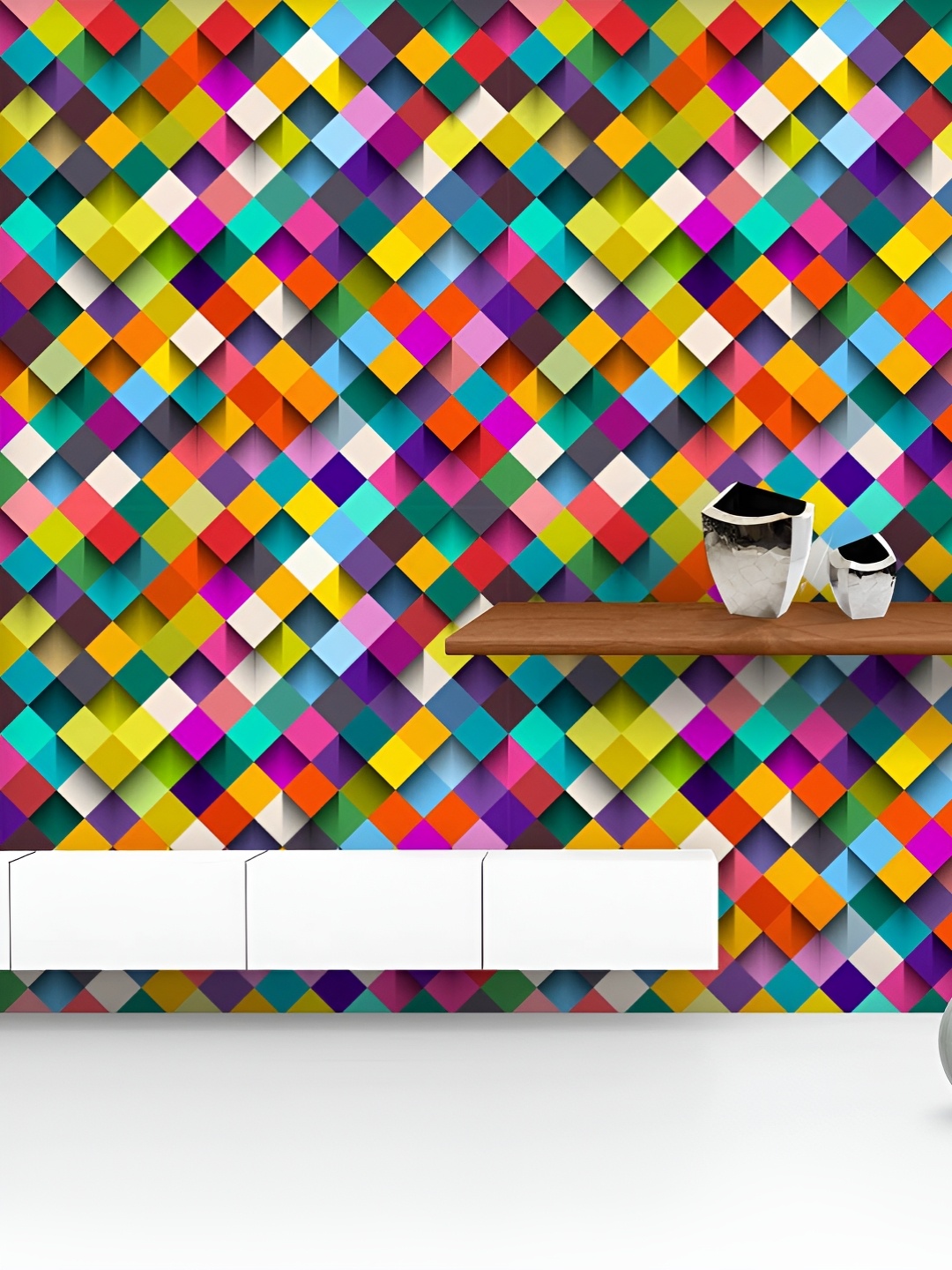 

ArtzFolio Printed UV-Resistant Anti-Bacterial Geometric Pattern Peel & Stick Wallpaper, Multi