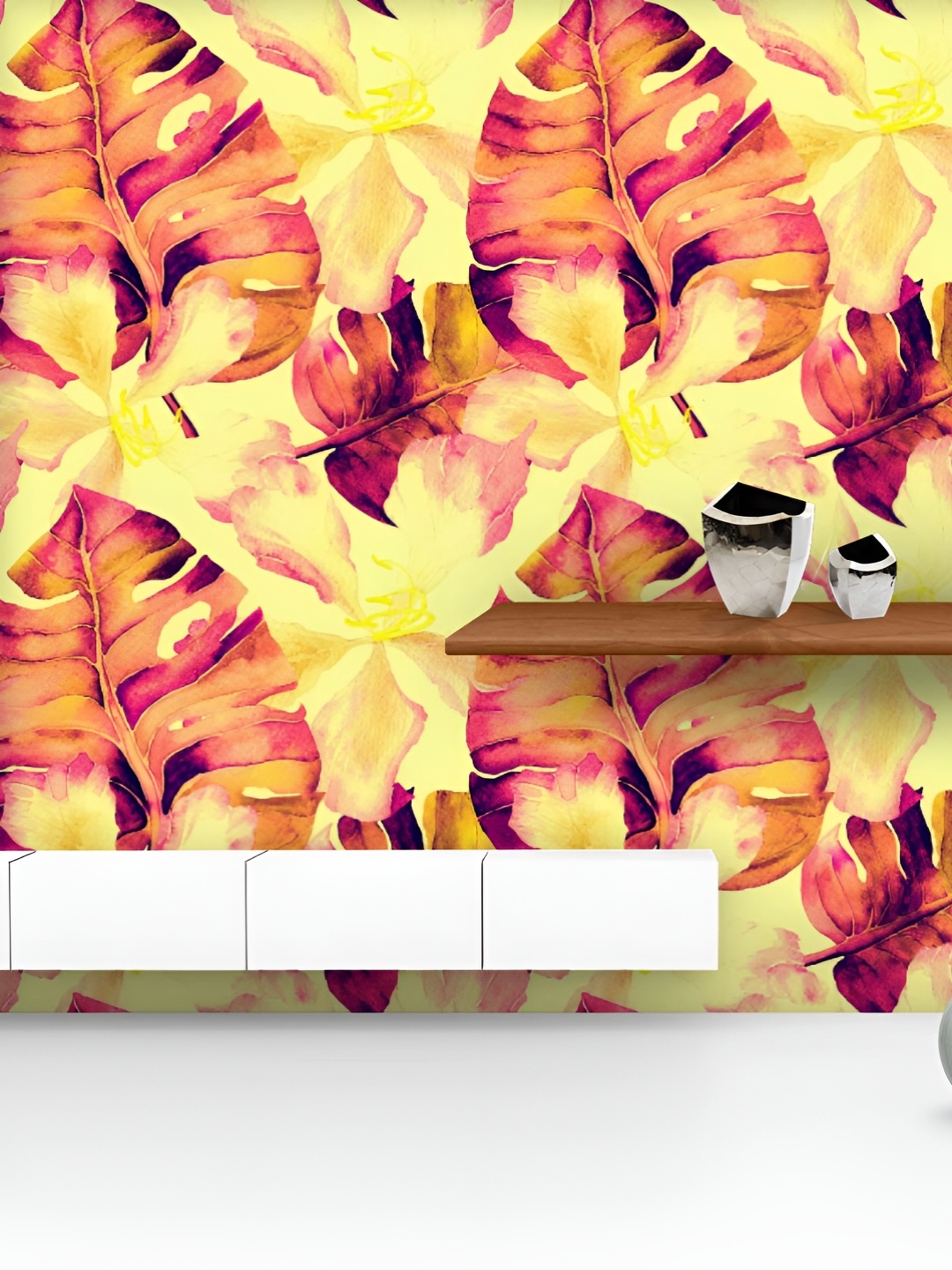 

ArtzFolio Printed UV-Resistant Anti-Bacterial Watercolor Floral Pattern Peel & Stick Wallpaper, Multi