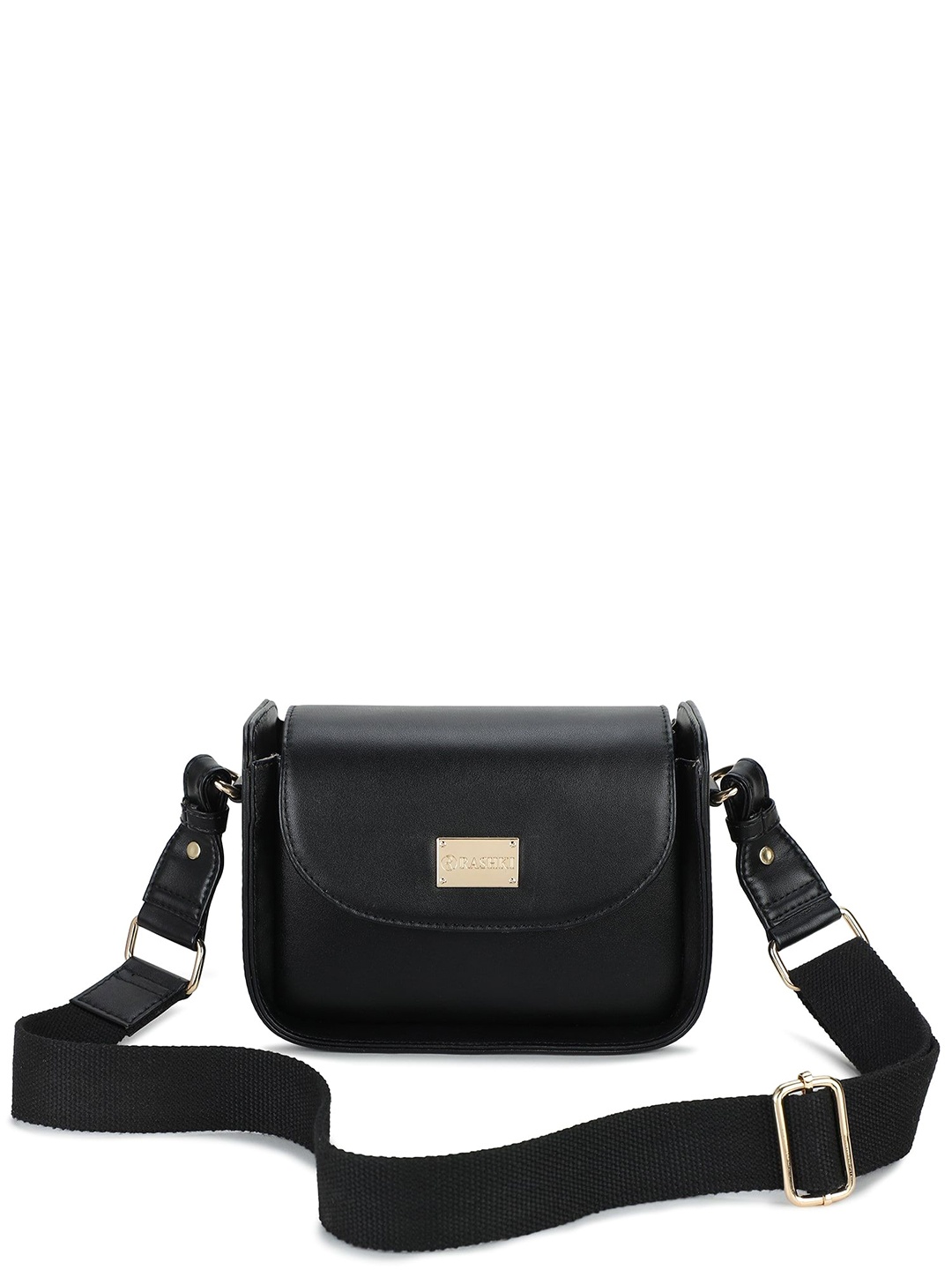 

RASHKI Colourblocked PU Structured Sling Bag with Tasselled, Black