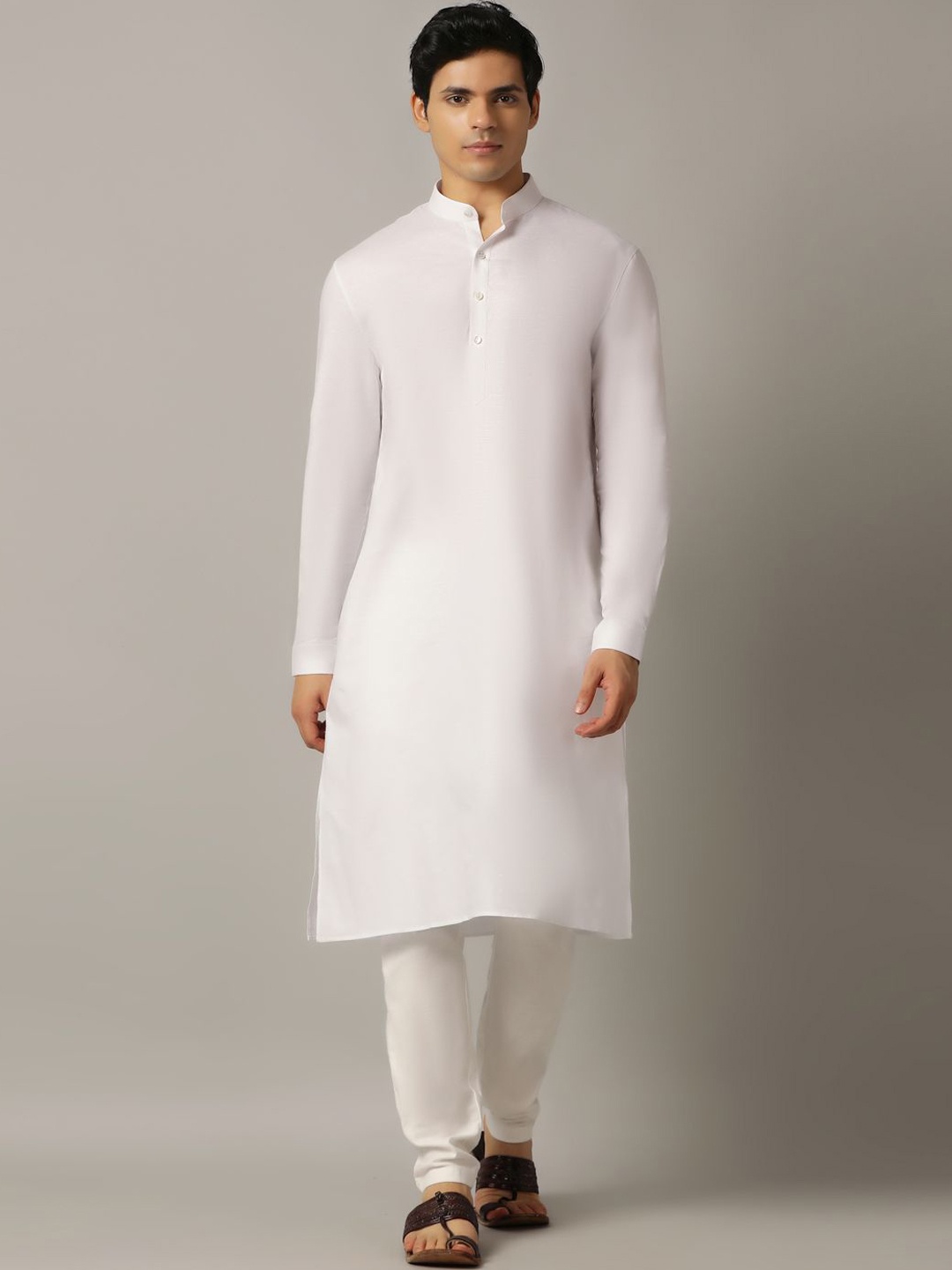 

Modi Kurta Mandarin Collar Cotton Straight Kurta, White