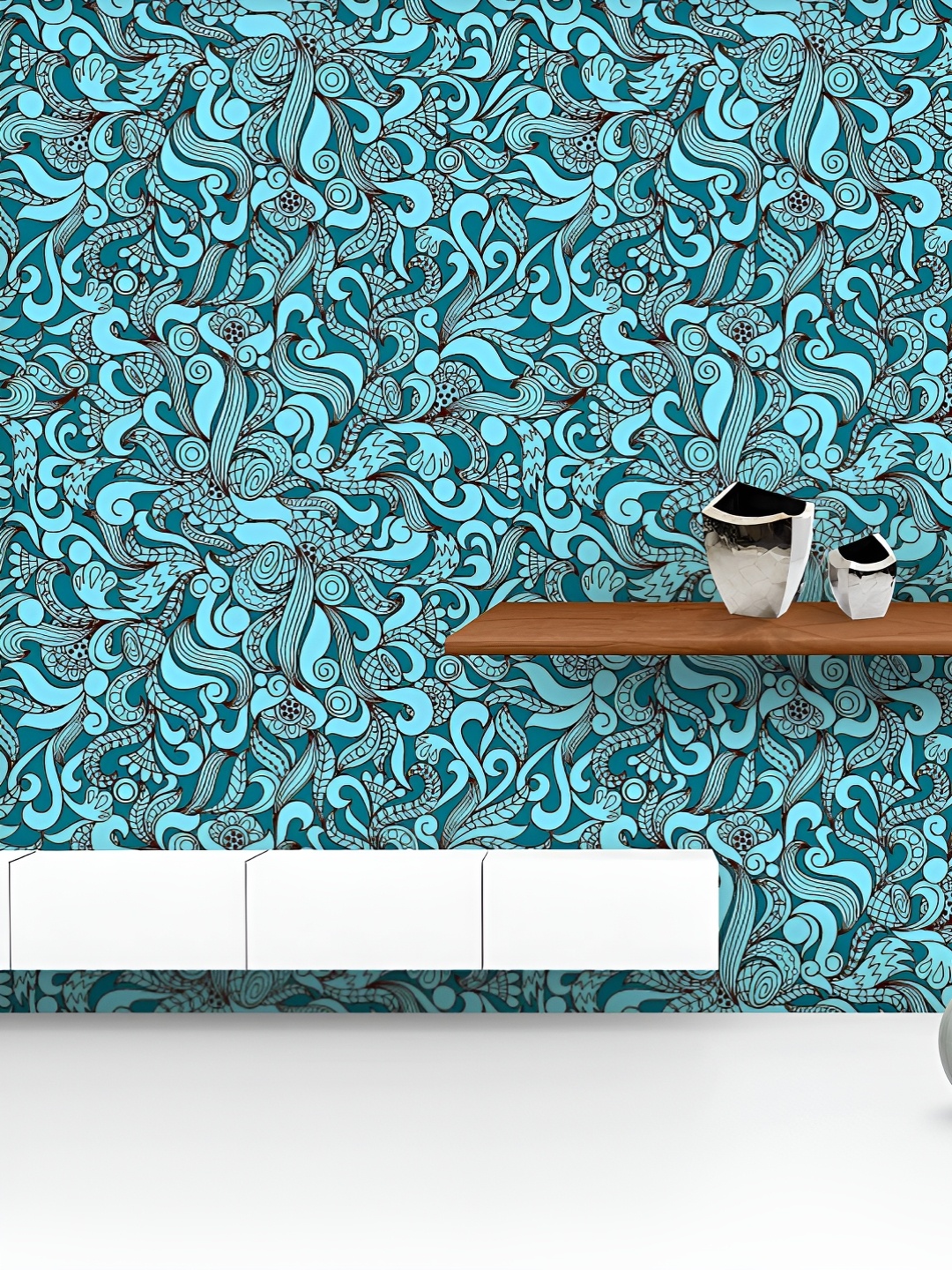 

ArtzFolio Printed UV-Resistant Anti-Bacterial Abstract Doodle Waves Peel & Stick Wallpaper, Multi