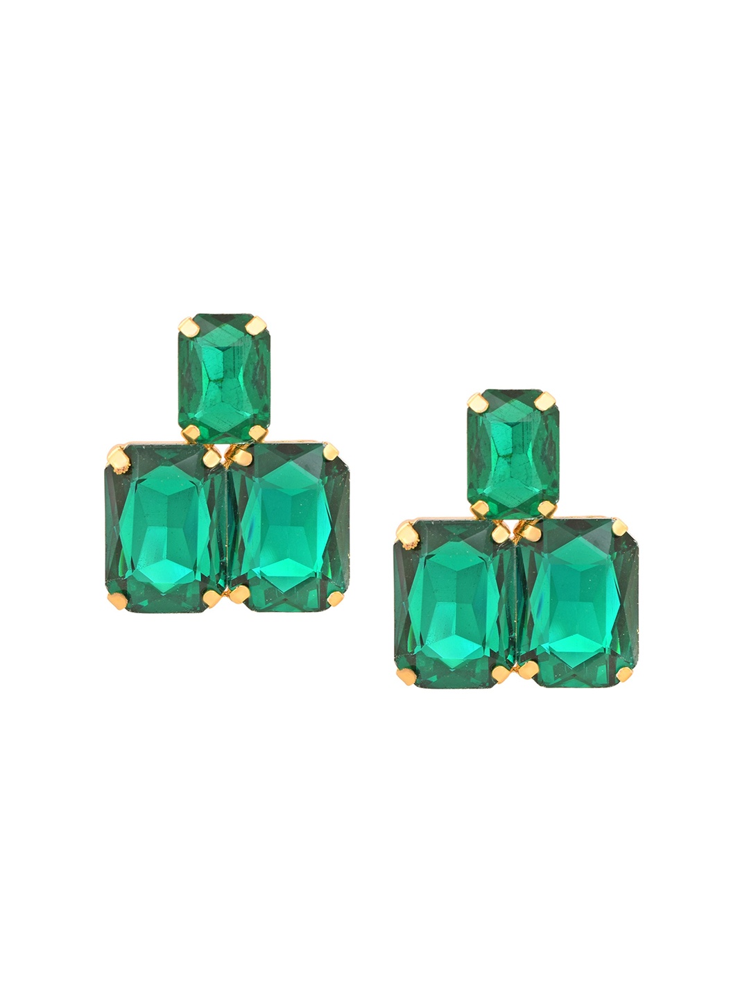 

MEMOIR Gold-Plated Stone Studded Contemporary Studs Earrings