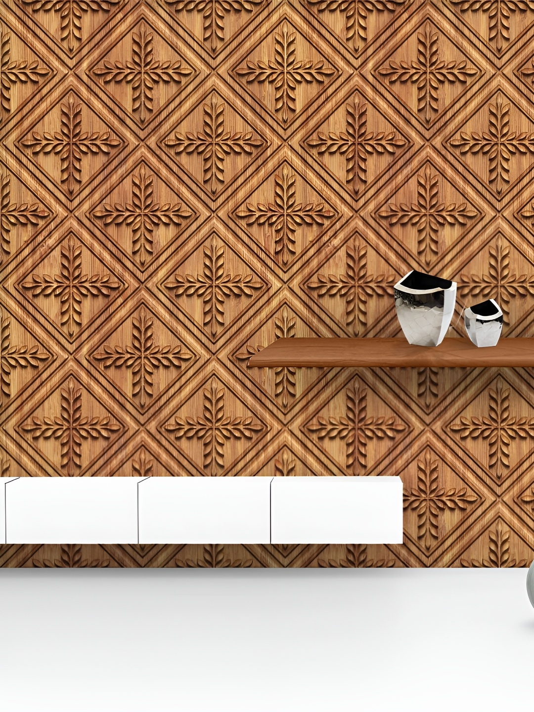 

ArtzFolio Printed UV-Resistant Anti-Bacterial D Geometric Wood Pattern Peel & Stick Wallpaper, Multi