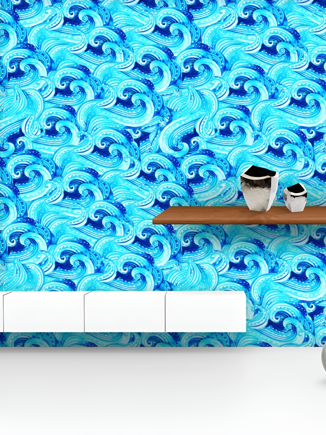 

ArtzFolio Printed UV-Resistant Anti-Bacterial Watercolor Sea Flow Peel & Stick Wallpaper, Multi