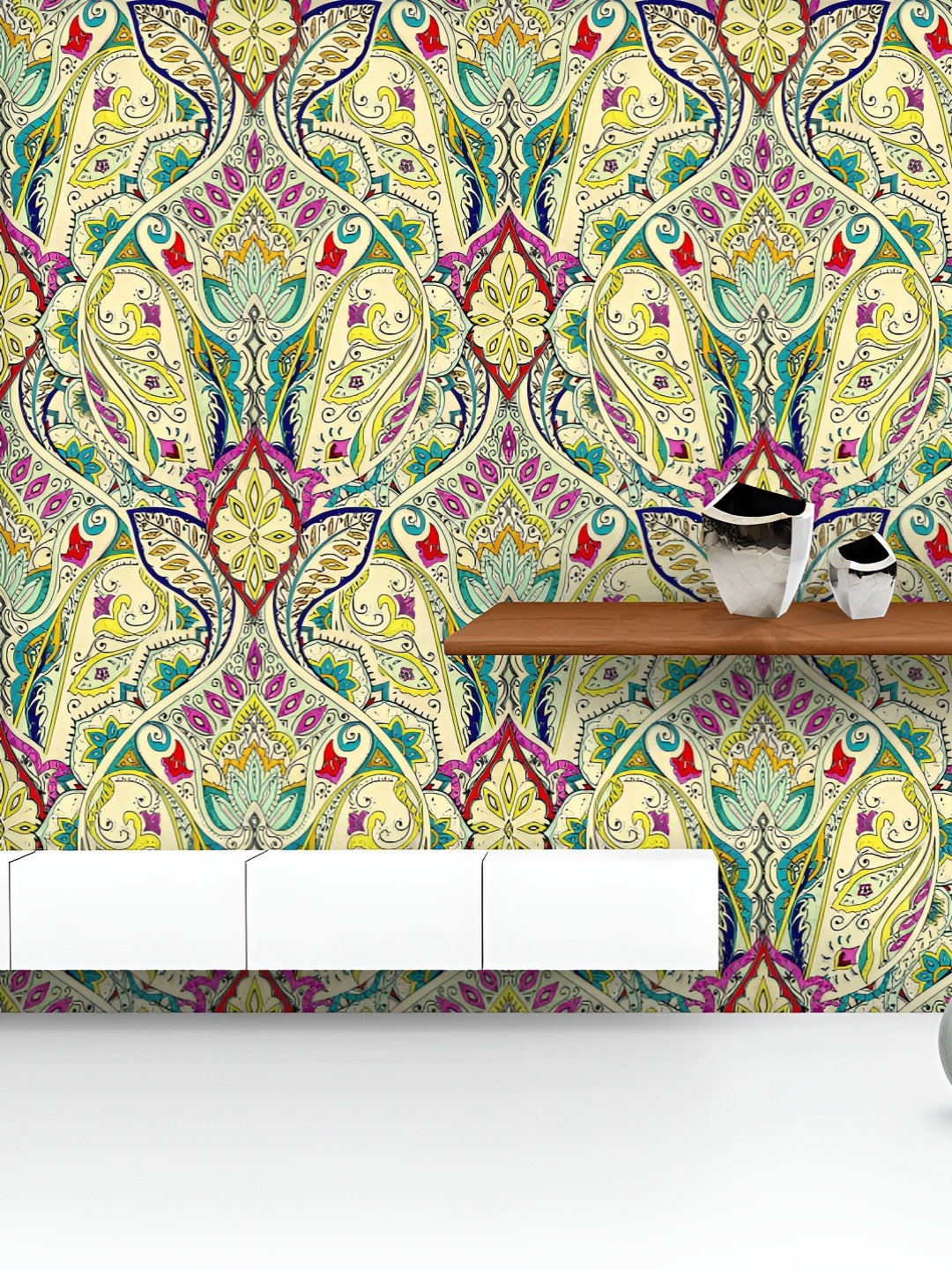 

ArtzFolio Yellow & Pink Floral Printed UV Resistant Wallpaper