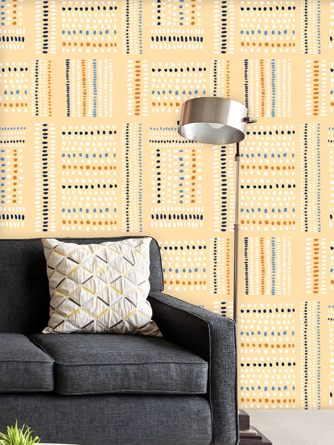 

ArtzFolio Printed UV-Resistant Anti-Bacterial Tribal Stitches Mark Peel & Stick Wallpaper, Multi