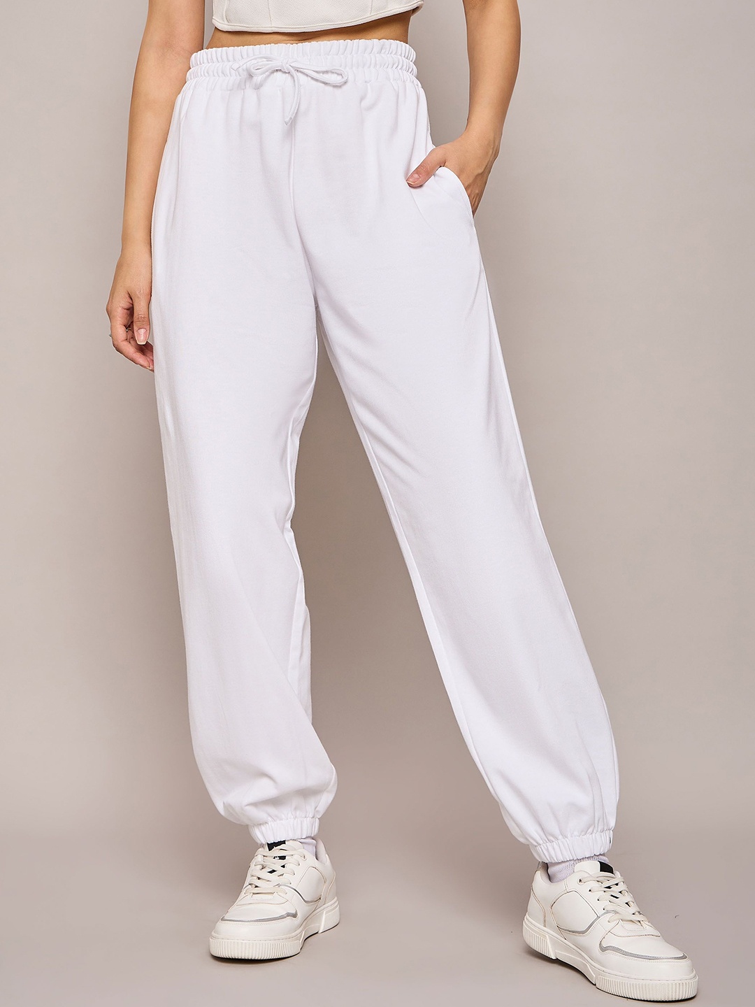 

SASSAFRAS BASICS Women Relaxed Fit Jogger Track Pant, White