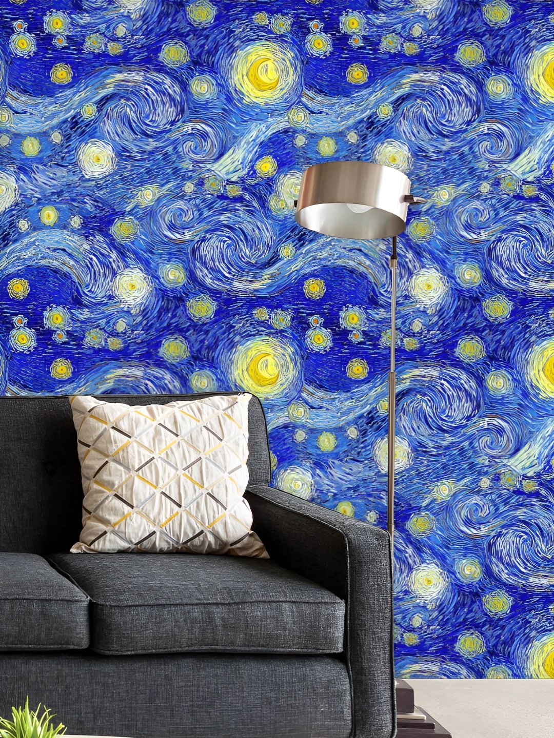 

ArtzFolio Printed UV-Resistant Anti-Bacterial Glowing Moon And Stars Peel & Stick Wallpaper, Multi