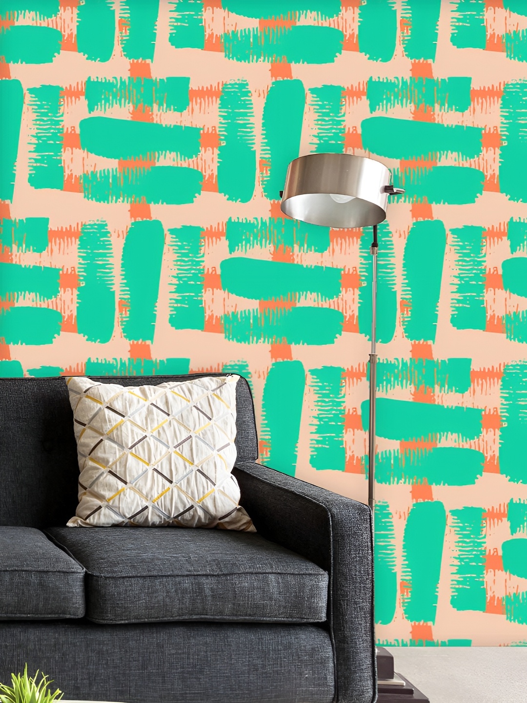 

ArtzFolio Green & Peach-Colored Printed UV Resistant Wallpaper