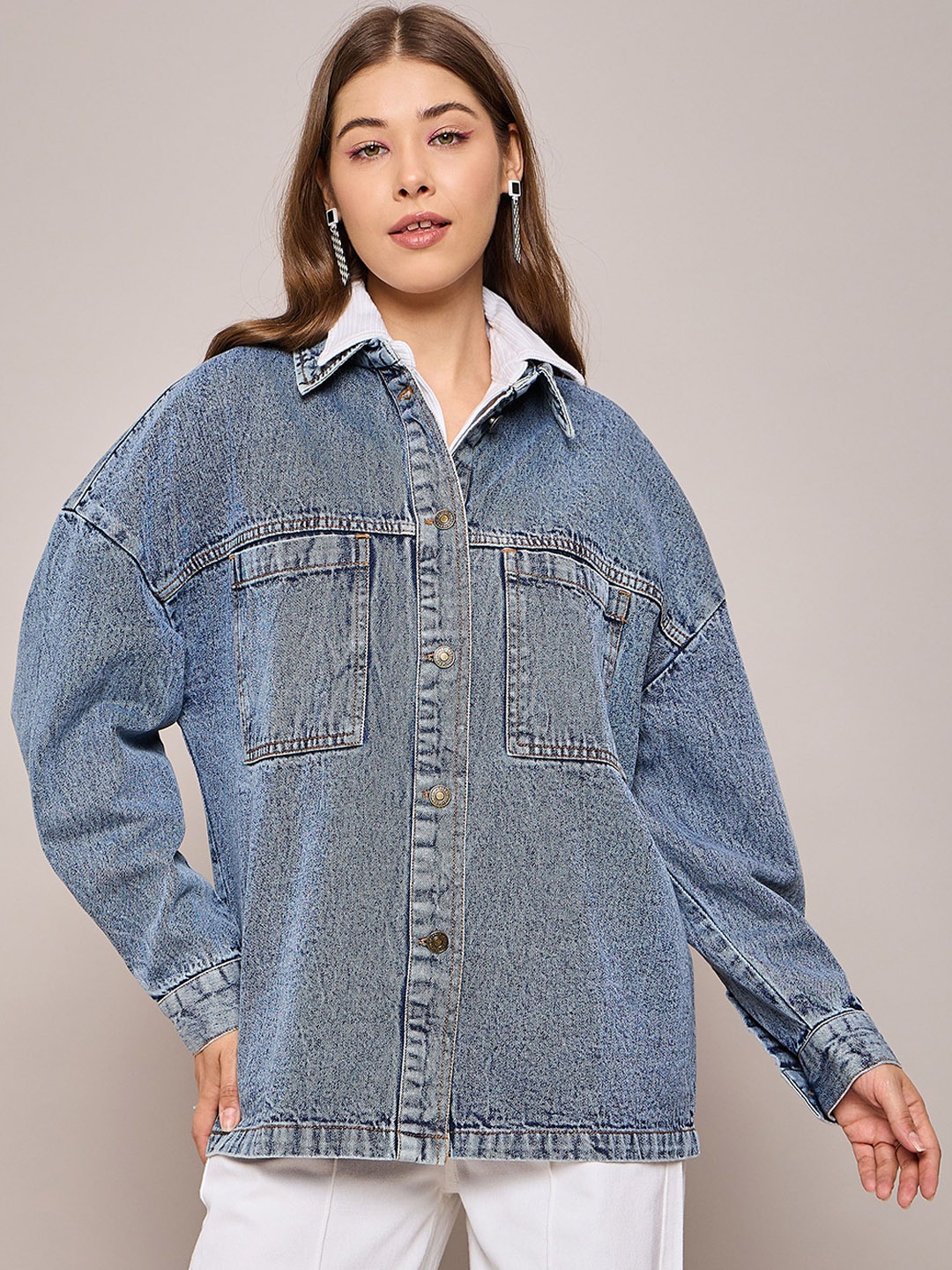 

SASSAFRAS BASICS Women Longline Denim Jacket, Black