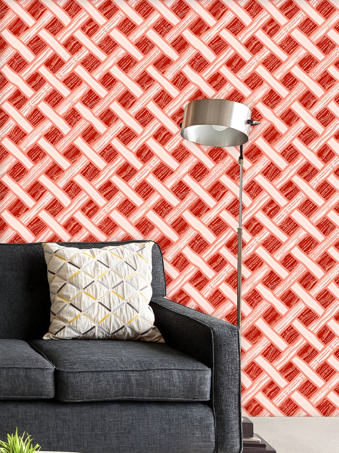 

ArtzFolio Printed UV-Resistant Anti-Bacterial Red Criss-Cross Peel & Stick Wallpaper, Multi