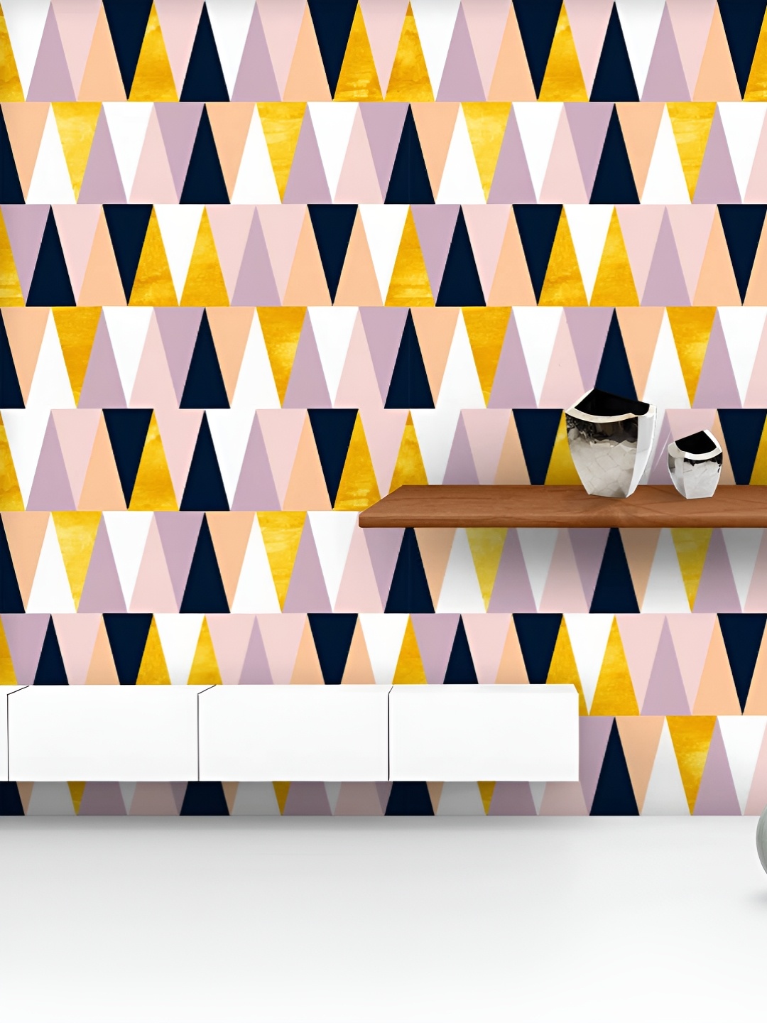 

ArtzFolio Printed UV-Resistant Anti-Bacterial Colorful Triangles Peel & Stick Wallpaper, Multi