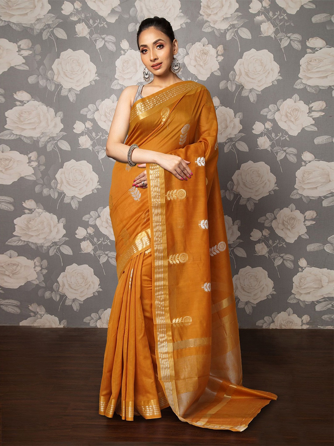 

Unnati Silks Woven Design Zari Handloom Uppada Saree, Mustard