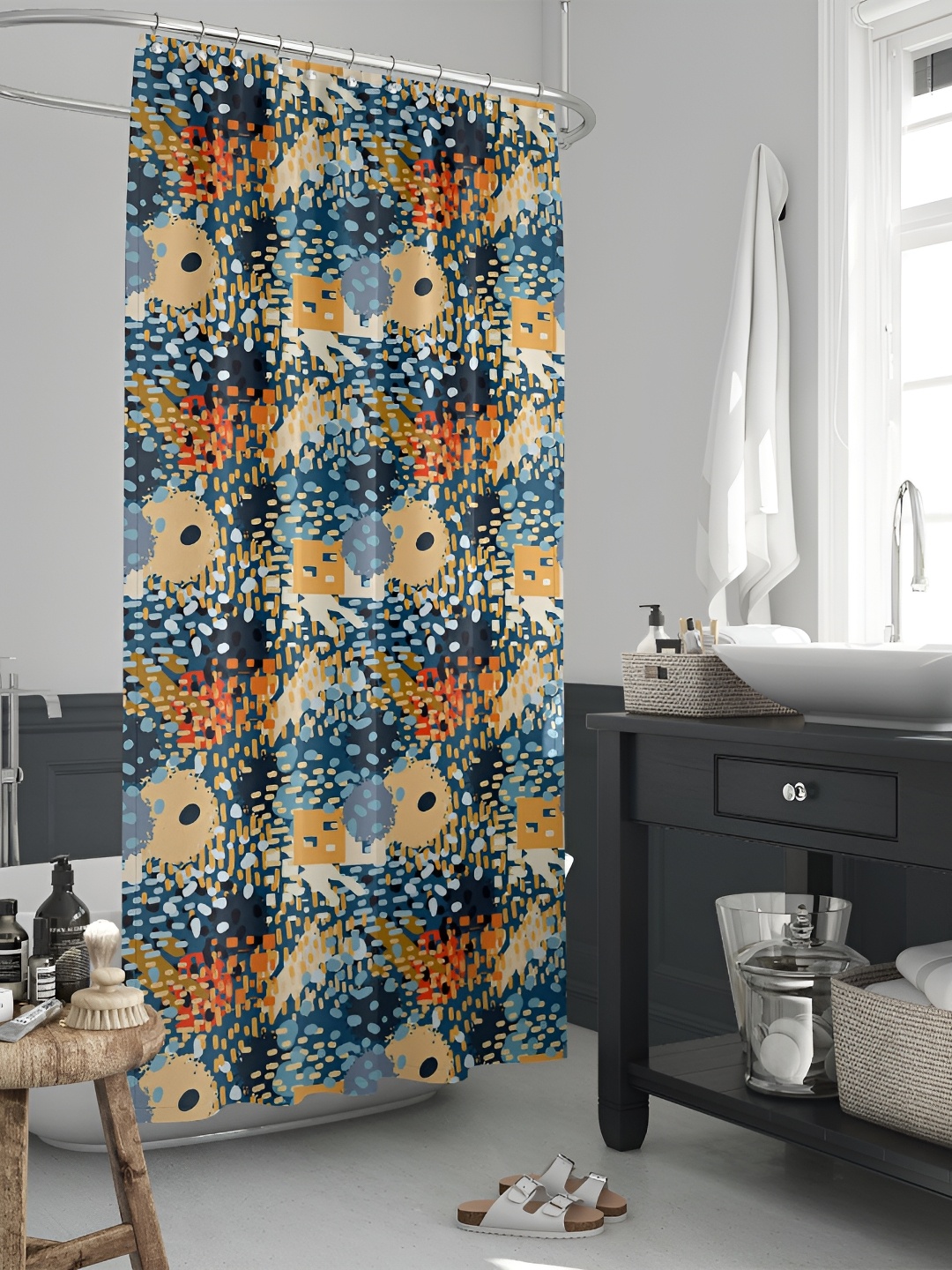 

ArtzFolio Single Piece Waterproof Polyester Shower Curtain, Multi