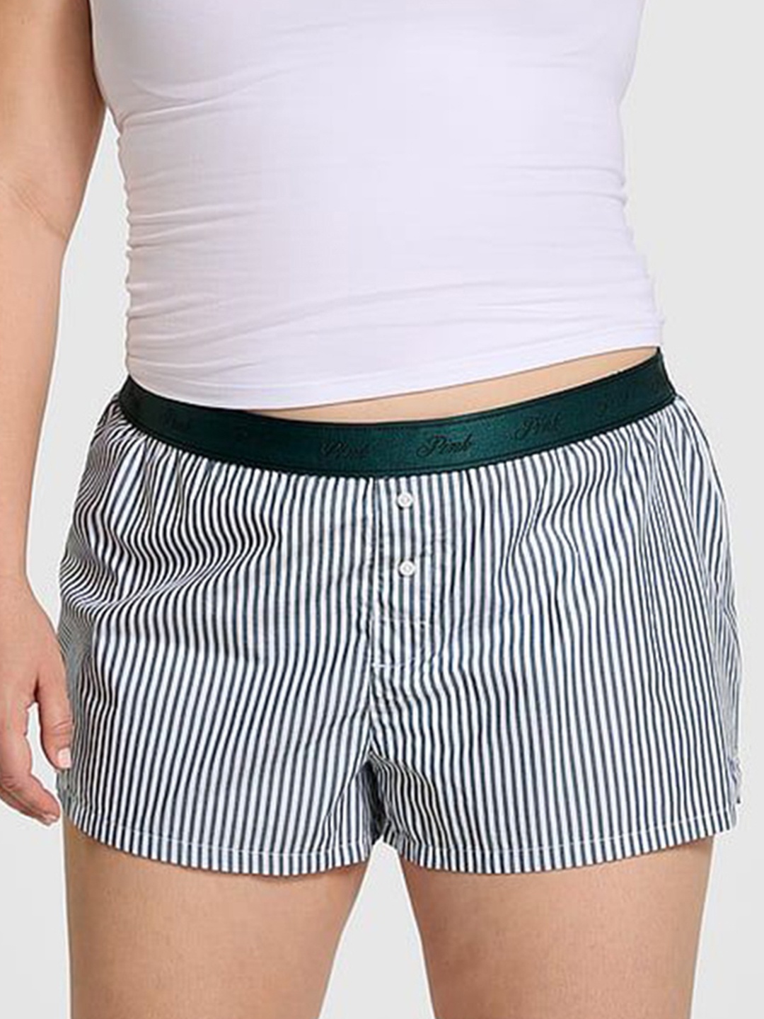 

Victoria's Secret Women Striped Lounge Shorts, Grey