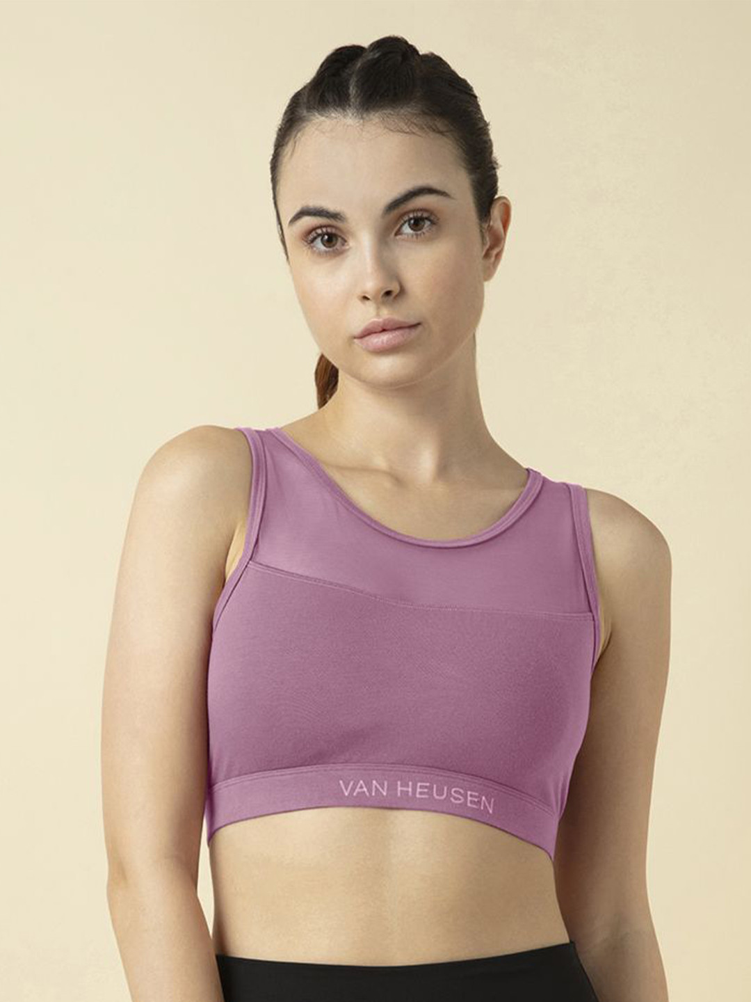 

Van Heusen Pro Active Women Anti Bacterial Cotton Full Coverage Padded Sports Bra, Pink