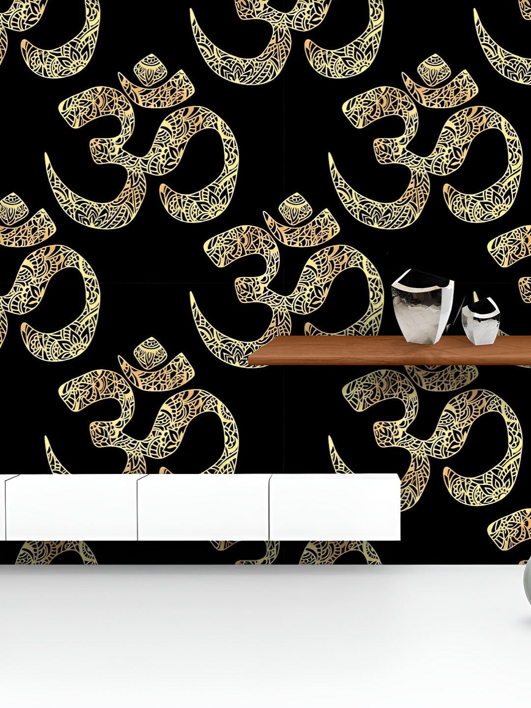 

ArtzFolio Printed UV-Resistant Anti-Bacterial Hindu Om Mantra Pattern Peel & Stick Wallpaper, Multi