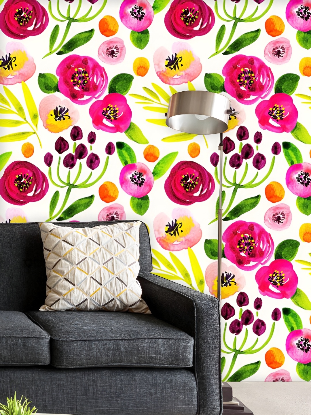 

ArtzFolio Printed UV-Resistant Anti-Bacterial Watercolor Floral Pattern Peel & Stick Wallpaper, Multi