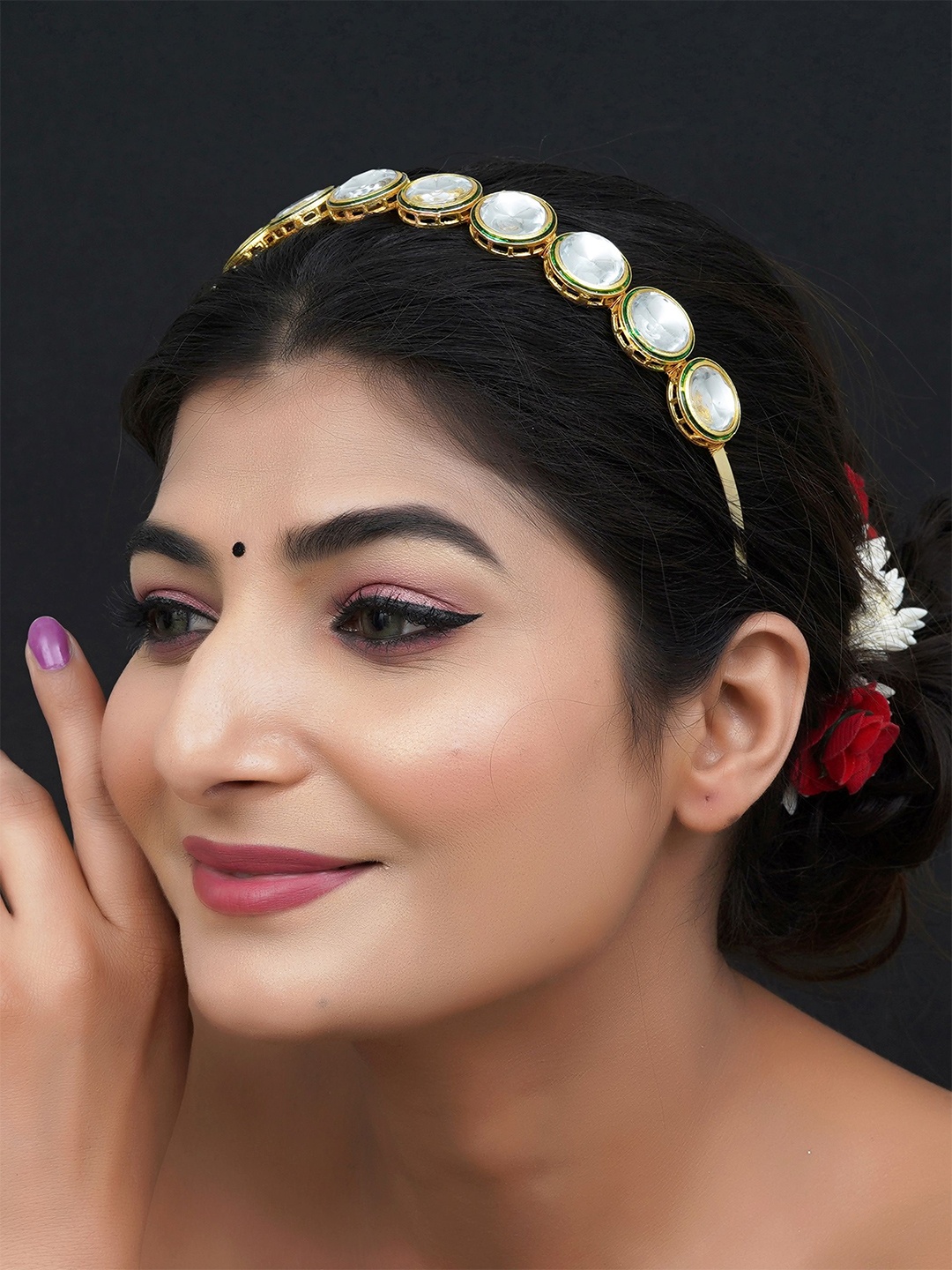 

ahoora Women Gold Plated Ethnic Embellished Hairband