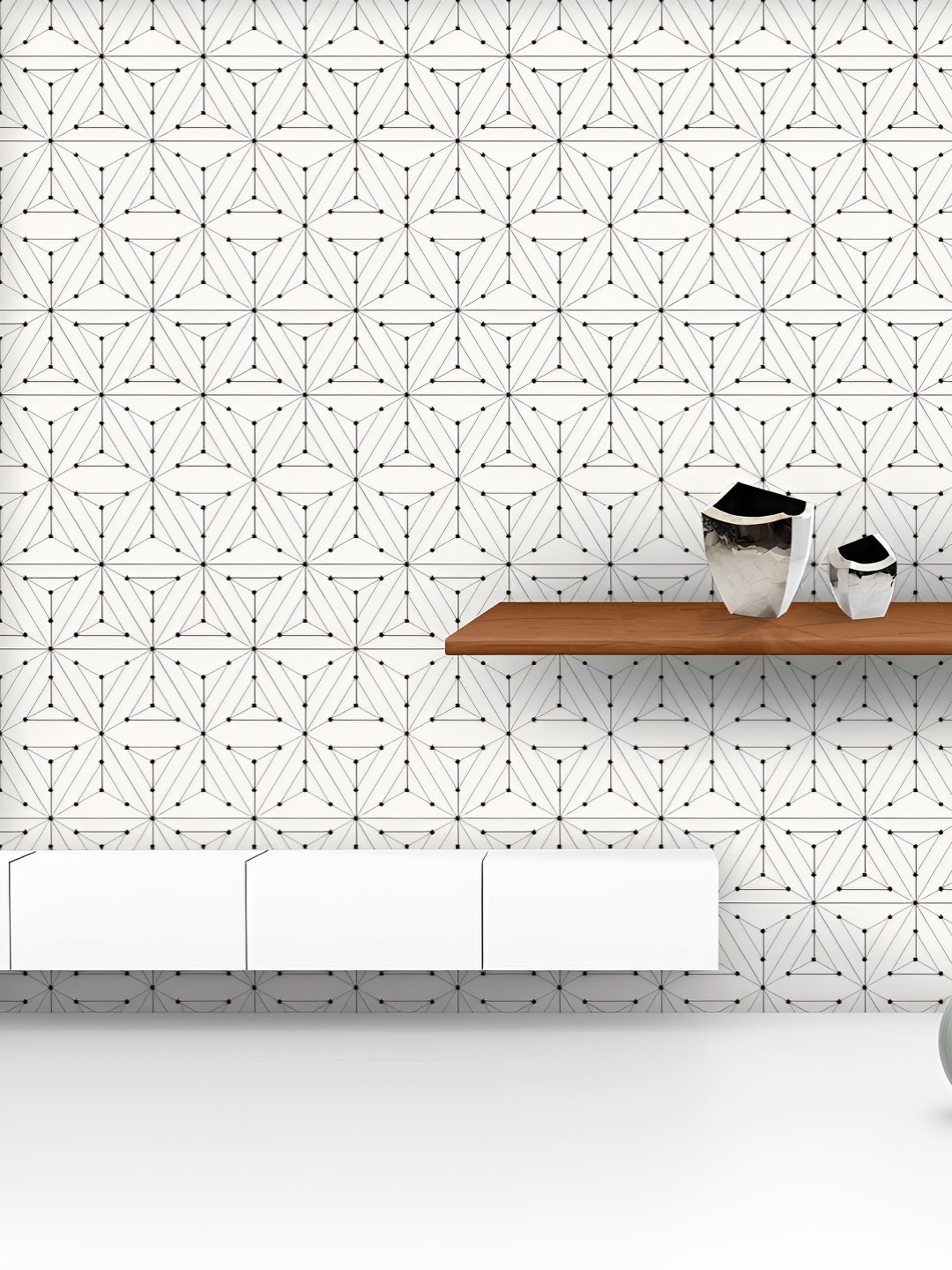 

ArtzFolio Printed UV-Resistant Anti-Bacterial Repeating Linear Hexagons And Triangles Peel & Stick Wallpaper, Multi