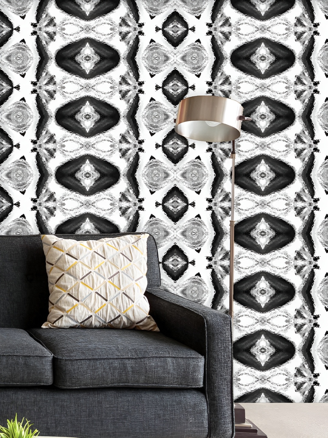 

ArtzFolio Printed UV-Resistant Anti-Bacterial Black & White Pattern Peel & Stick Wallpaper, Multi