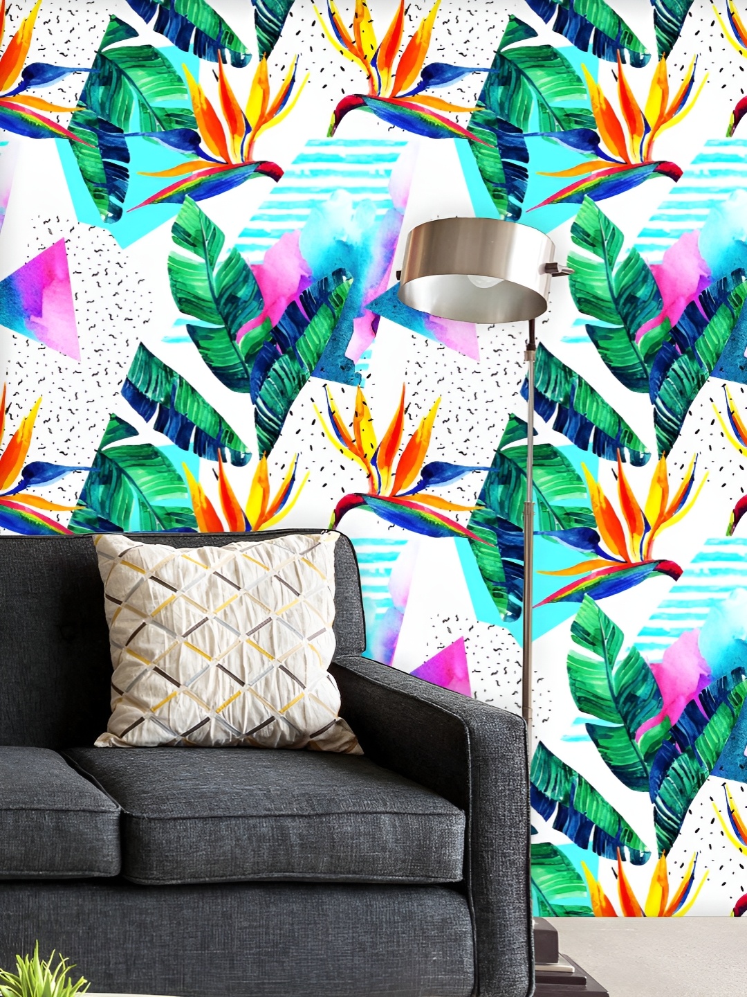 

ArtzFolio Printed UV-Resistant Anti-Bacterial Summer Tropical Minimal Art Peel & Stick Wallpaper, Multi