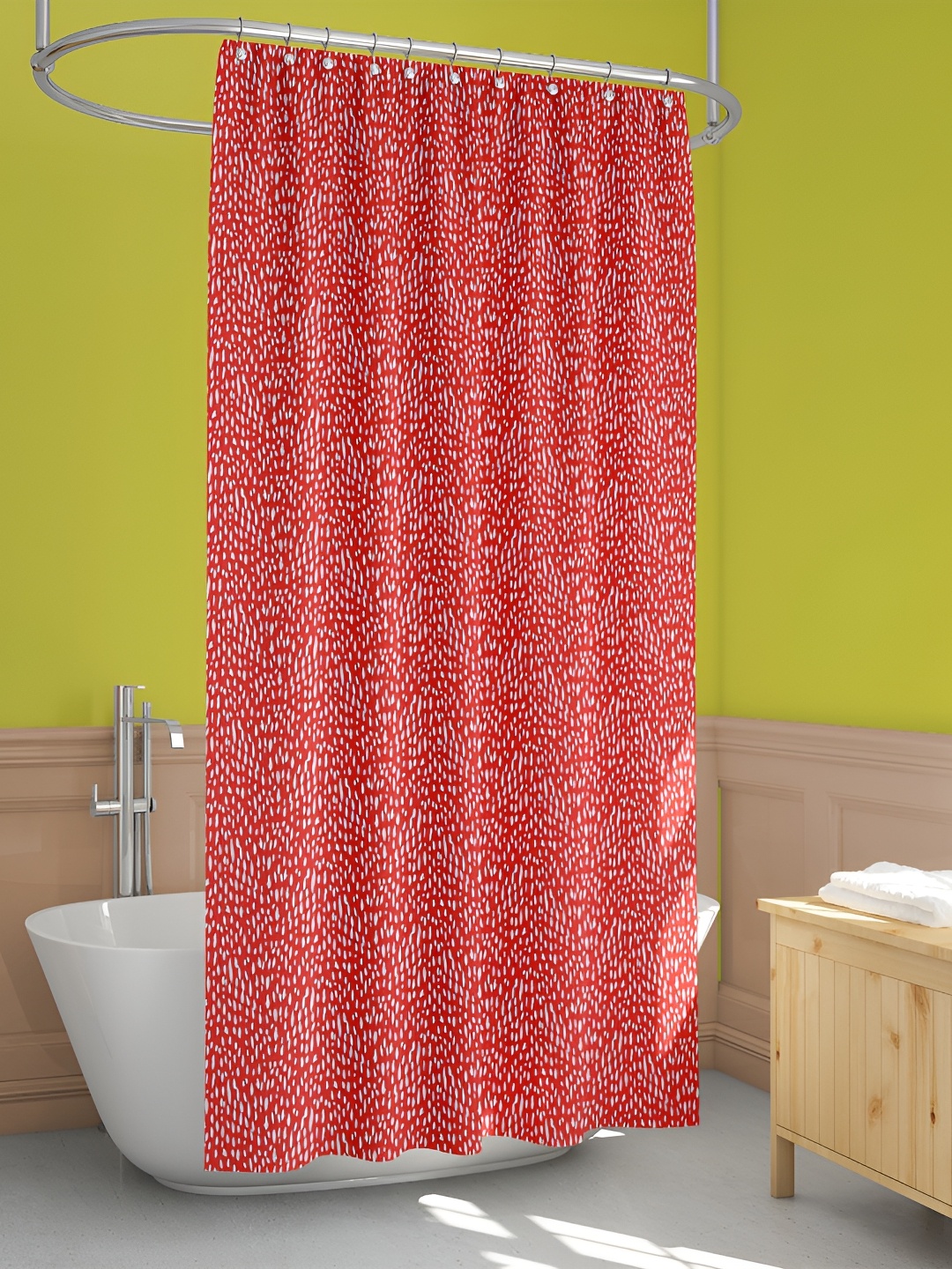 

ArtzFolio Red and White Abstract Printed Waterproof Shower Curtain