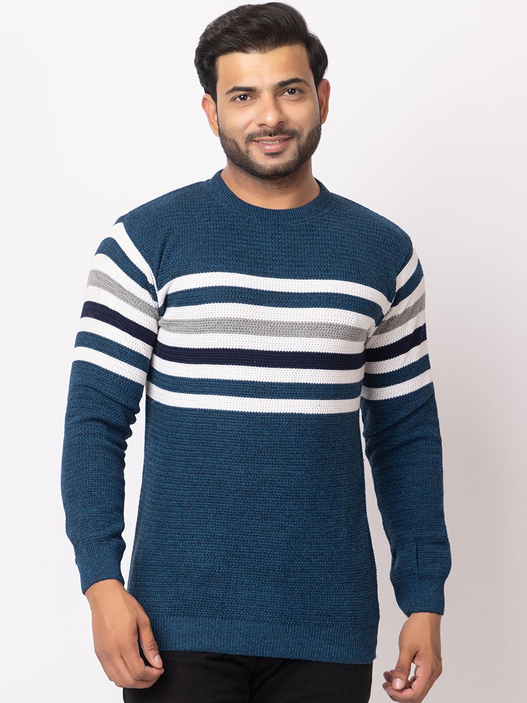 

LO G LO Men Striped Pullover, Blue