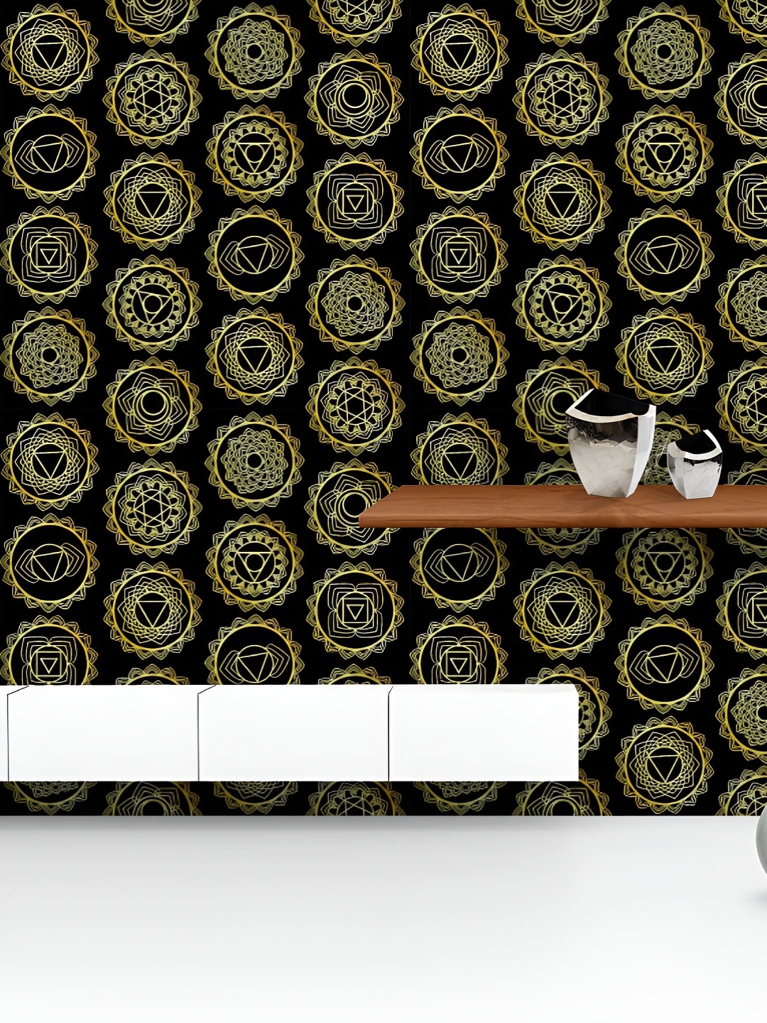 

ArtzFolio Printed UV-Resistant Anti-Bacterial Traditional Mandala Peel & Stick Wallpaper, Multi