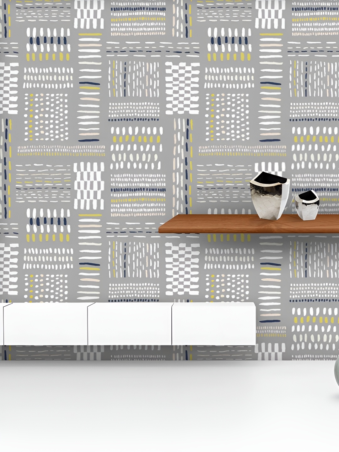 

ArtzFolio Printed UV-Resistant Anti-Bacterial Tribal Geo Marks Peel & Stick Wallpaper, Multi