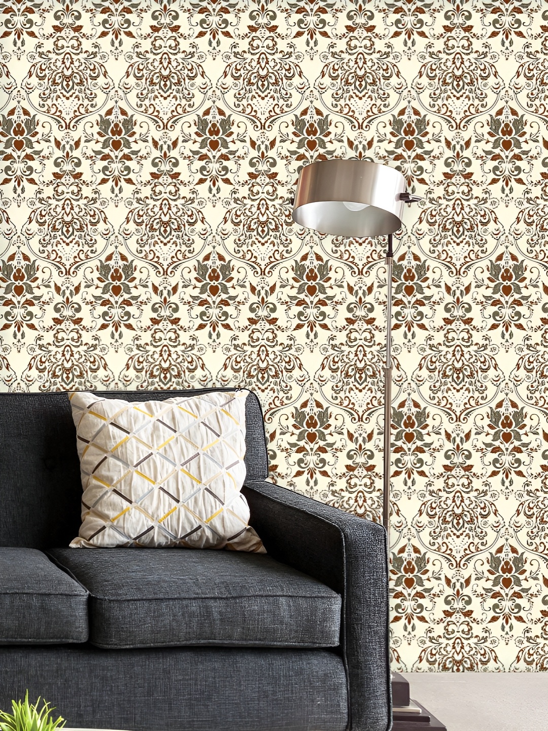 

ArtzFolio Printed UV-Resistant Anti-Bacterial Ornate Vintage Damask Peel & Stick Wallpaper, Multi