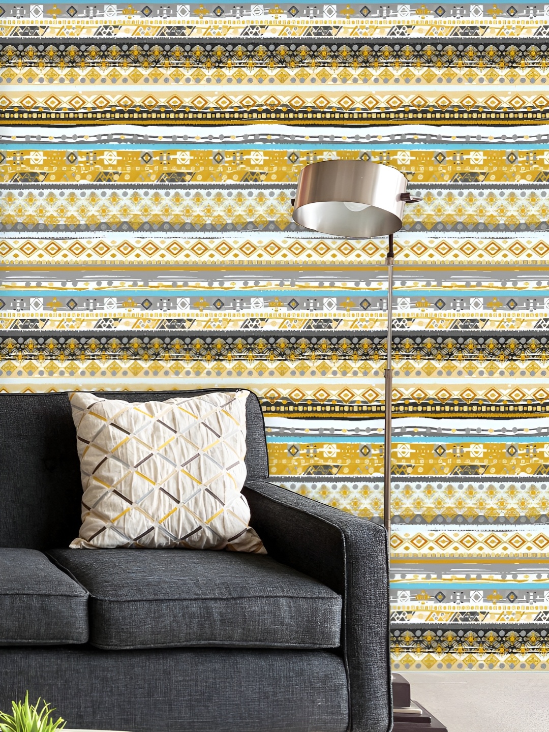 

ArtzFolio Printed UV-Resistant Anti-Bacterial Ethnic Boho Tribal Peel & Stick Wallpaper, Multi