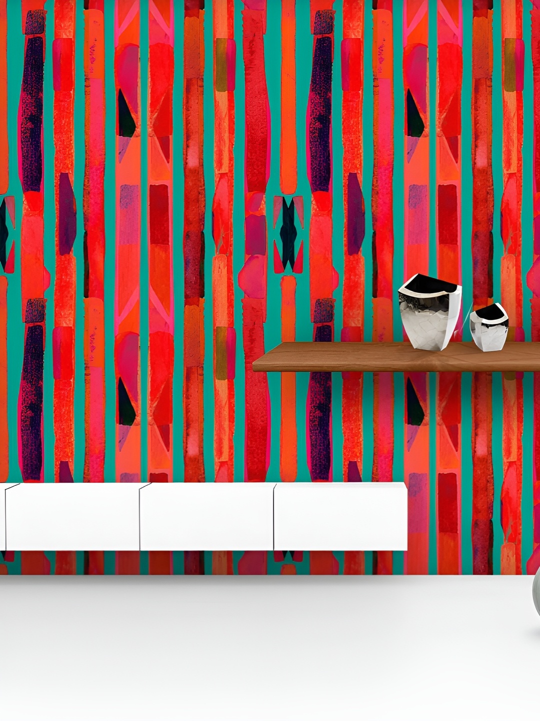 

ArtzFolio Printed UV-Resistant Anti-Bacterial Bauhaus Pattern Stripes Peel & Stick Wallpaper, Multi
