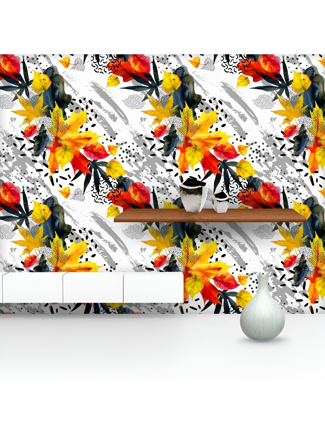 

ArtzFolio Printed UV-Resistant Anti-Bacterial Abstract Autumn Fall Pattern Peel & Stick Wallpaper, Multi