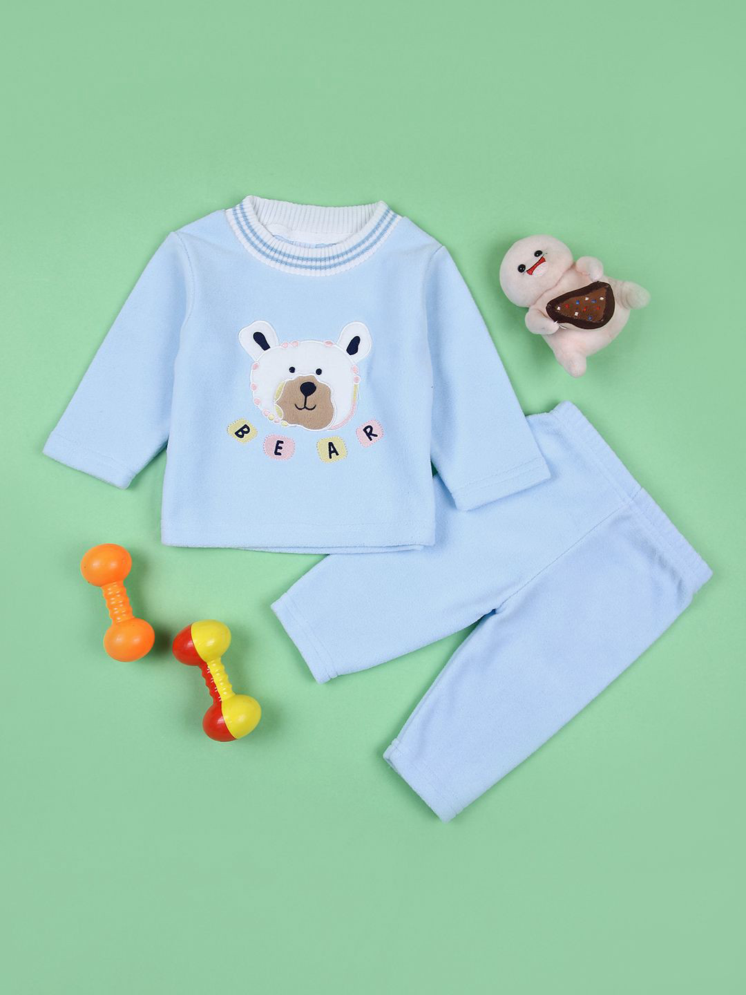 

V-Mart Boys Graphic Printed Round Neck Pure Cotton Casual Sweatshirt & Trousers, Blue