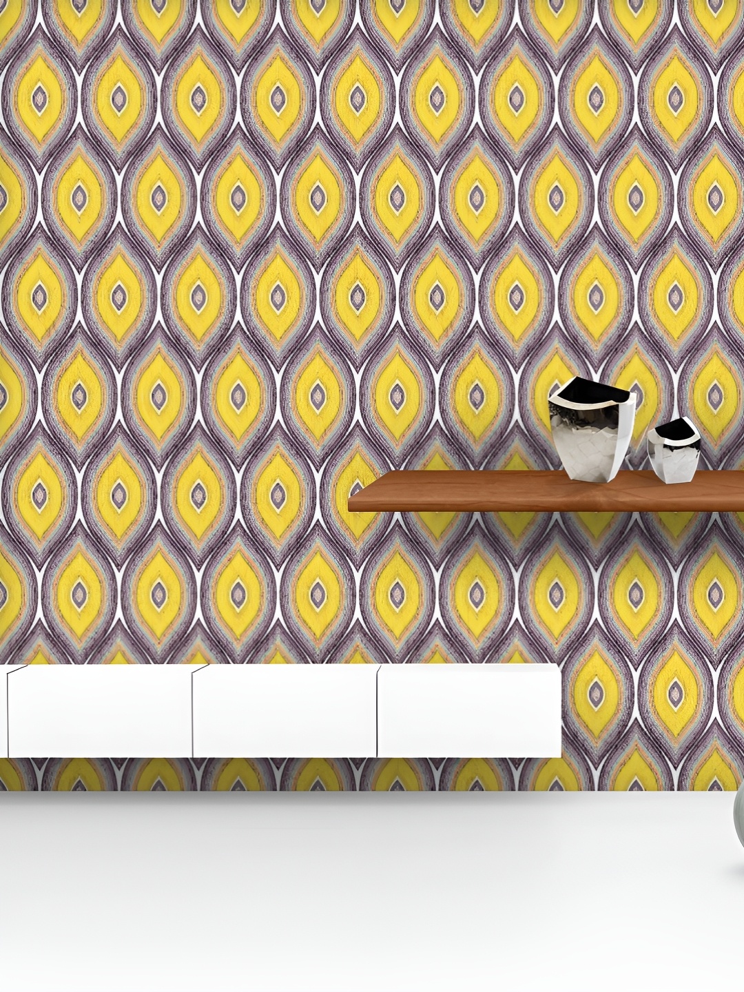 

ArtzFolio Printed UV-Resistant Anti-Bacterial Colorful Ogee Peel & Stick Wallpaper, Multi
