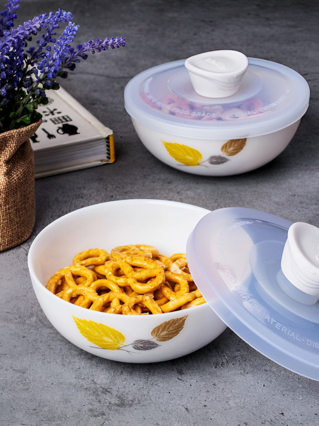 

Cello White 2 Pieces Floral Printed Opalware Dishwasher and Microwave Safe Serving Bowls