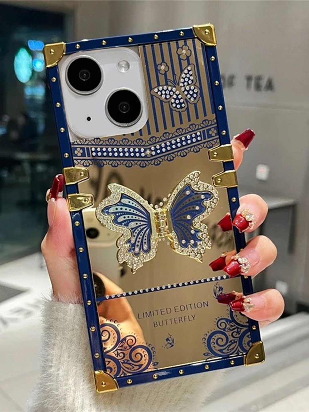 

Luxury Kase Solid Printed iPhone 13 Back Case Mobile Accessories, Blue