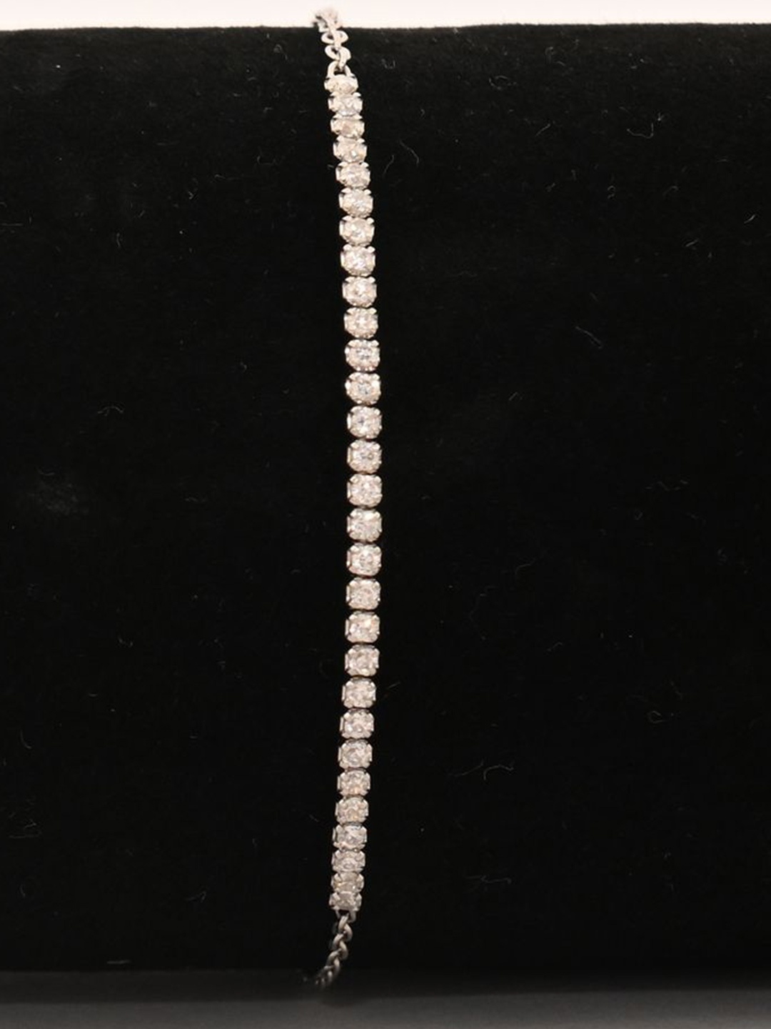 

925 SILLER 925 Pure Silver Rhodium-Plated Cubic Zirconia Studded Wraparound Bracelet