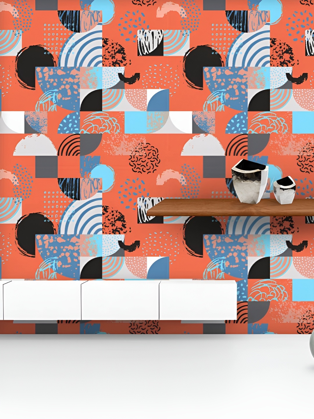 

ArtzFolio Printed UV-Resistant Anti-Bacterial Geometric Pattern Peel & Stick Wallpaper, Multi